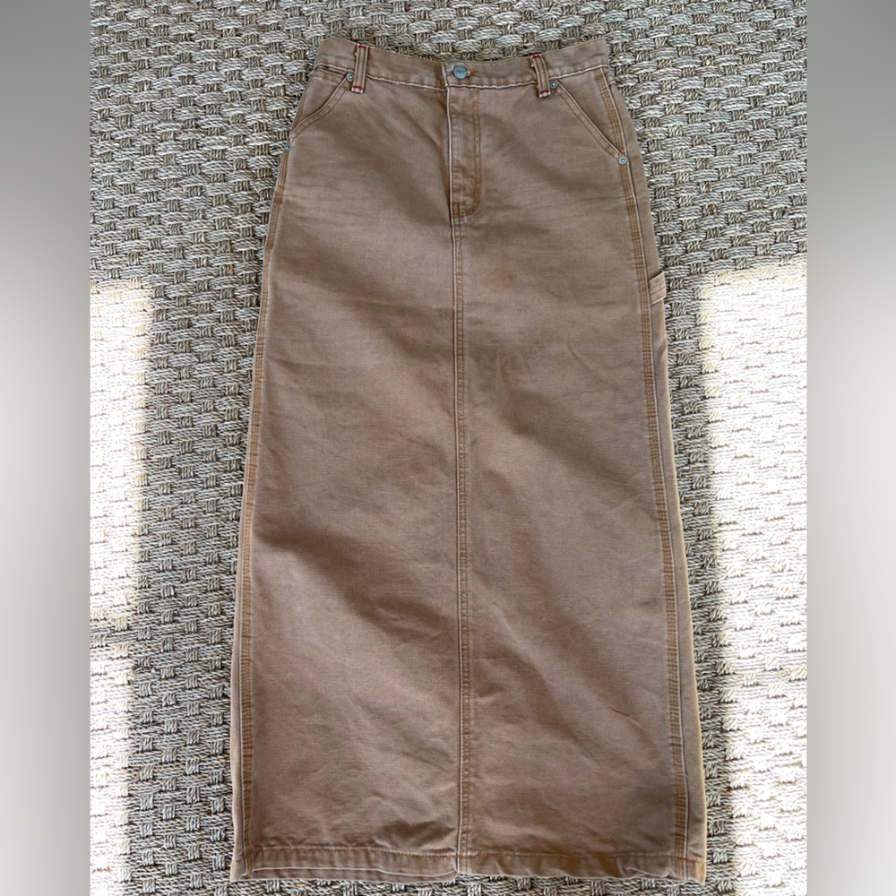 Vintage Ralph Lauren Polo Jeans Co. tan khaki carpenter maxi skirt 100% cotton
